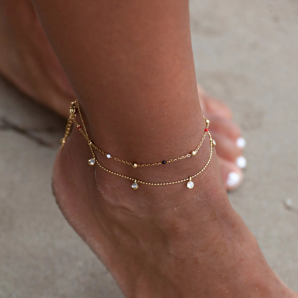 Anae - Crystal Chain Anklet Stainless Steel Timi of Sweden