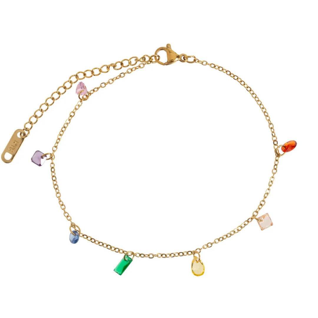 Sky - Multi Colored Chain Anklet Stainless Steel