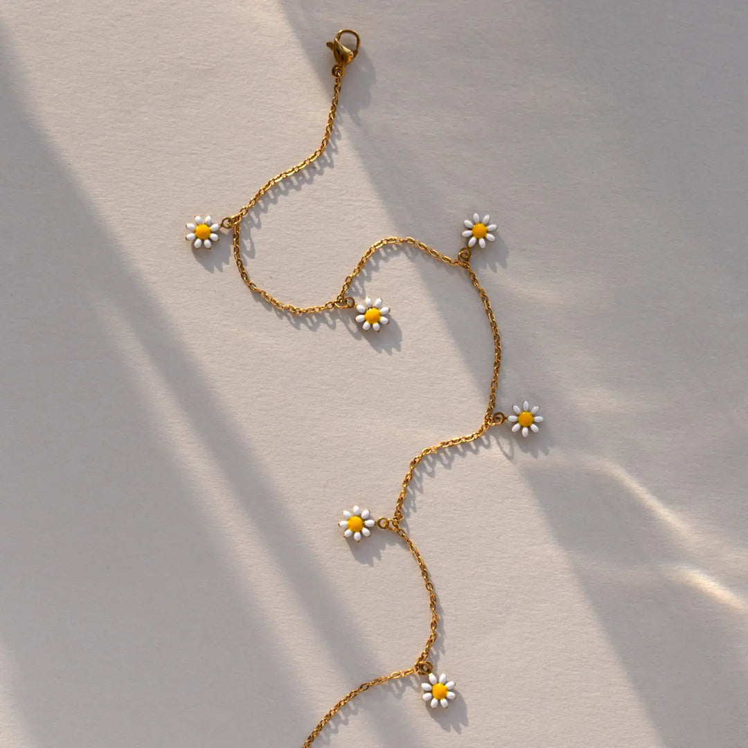 Astrid - Daisy Flowers Anklet Stainless Steel Timi of Sweden