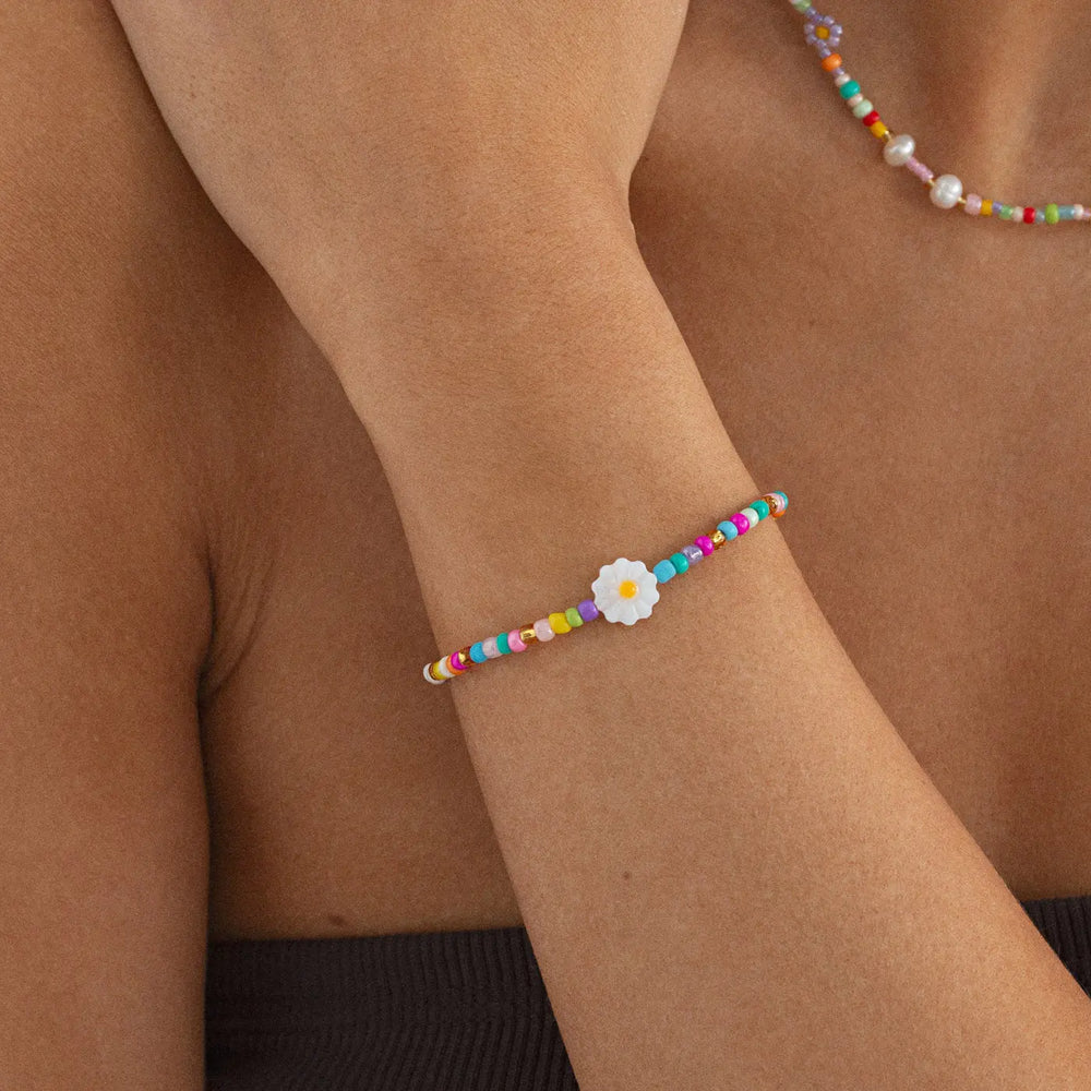 Tove - Daisy Flower Colorful Bead Summer Bracelet