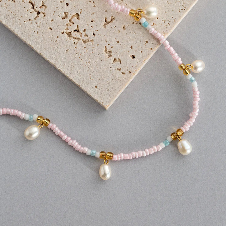 Fanny - Pearl and Colorful Bead Summer Necklace  | Timi of Sweden