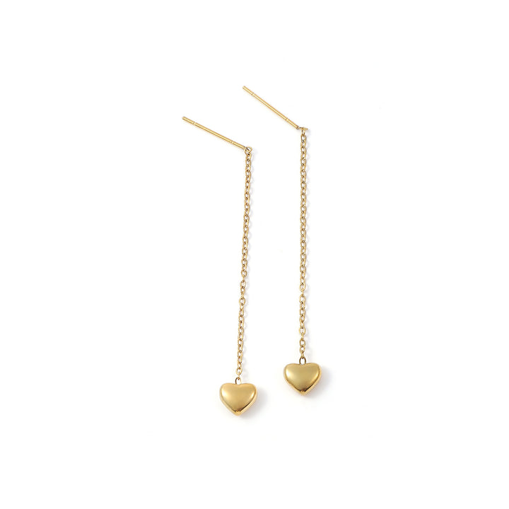 Julie - Heart Chain Earrings Gold Stainless Steel